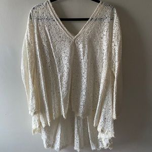 Free People cream lace high-low tunic